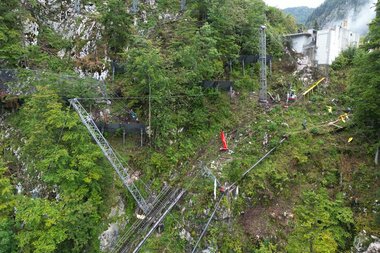 Salzwelten Hallstatt Bergstation Umbau Teil der Stecke abgebaut | © Salzwelten