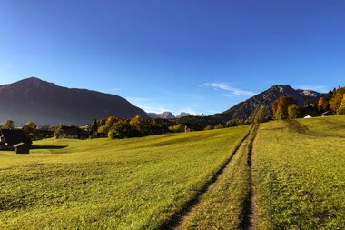 Salzwelten Altaussee Wanderweg Via Salis über Wiese | © Harald Pernkopf Salzwelten